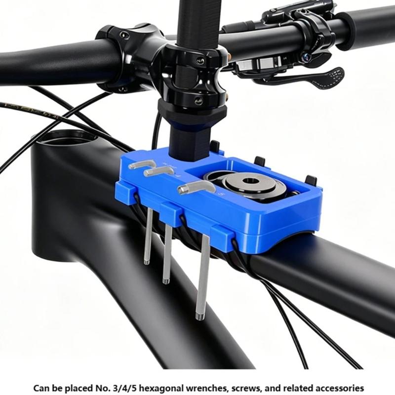 Bike Head Tube Repair Stand With Tool Storage For Road And Mountain Bikes Easy Assembly Metal and Plastic Construction