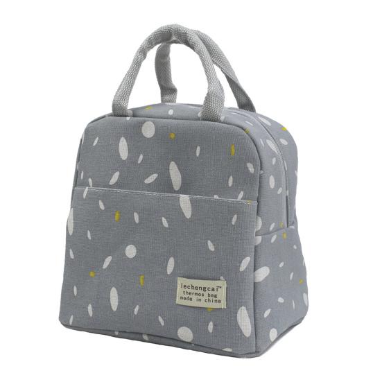 Insulated Lunch Bag Large Capacity Waterproof Foil Lining Rain Print Multi Pockets Leakproof Zipper Closure Portable Reusable