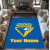 Warrington Wolves Crystal Velvet Rug, Custom Name Text Personalized Non‑Slip Floor Mat for Home Decor Gift