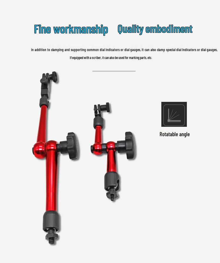 Magnetic Table Base with Dial and Lever Indicator, Universal Bracket Clamp, and Fine Adjustment Rod Accessories