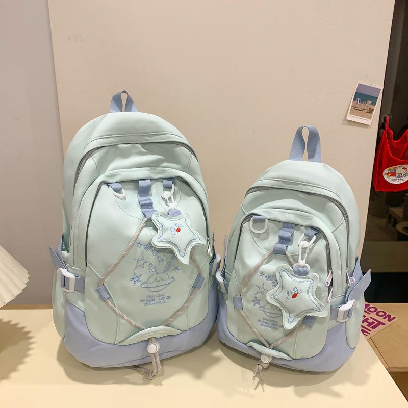 2025 Stylish Color Block Backpack for Junior High Girls - Large Capacity, Korean Academy Style