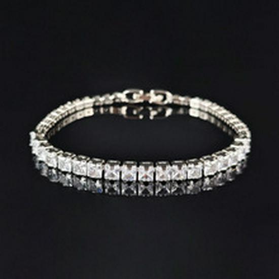 Korean Style Zircon Diamond Copper Tennis Bracelet for Women - Fashionable, Anti-slip Chain, Simple Design (s4773)