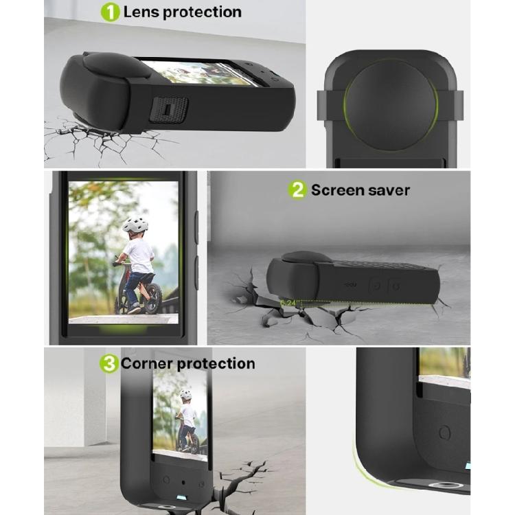 1 Set Camera Sleeve Impact Resistant Silicone Protector Sleeve with Lens Lid Caps for 360 X3 Sports Camera Black