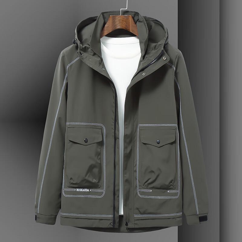 Dibinze Men s Plus Size Hooded Windproof Jacket 6XL