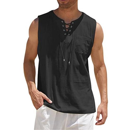 Menn Overdeler Ensfarge Myk String V Neck Ermeløse Tank Tops Daglige klær