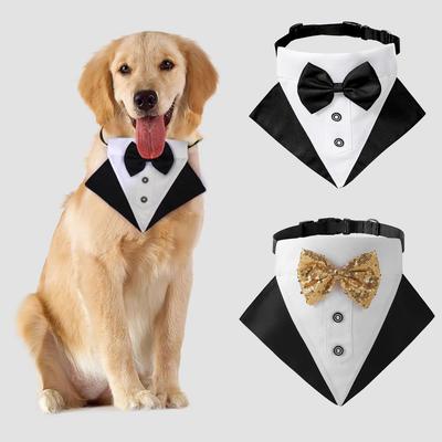 Tanpopo Pet Drool Bibs Dog Collar Bandana Scarf Stylish Pet Accessory Wedding Suit Tuxedo Special Occasions Costume Collar