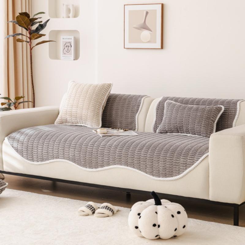 1 stk Uregelmessig lodden sofahåndkle til stue Vinter Tykk plysj Sklisikkert sofatrekk L-formet sofatrekk