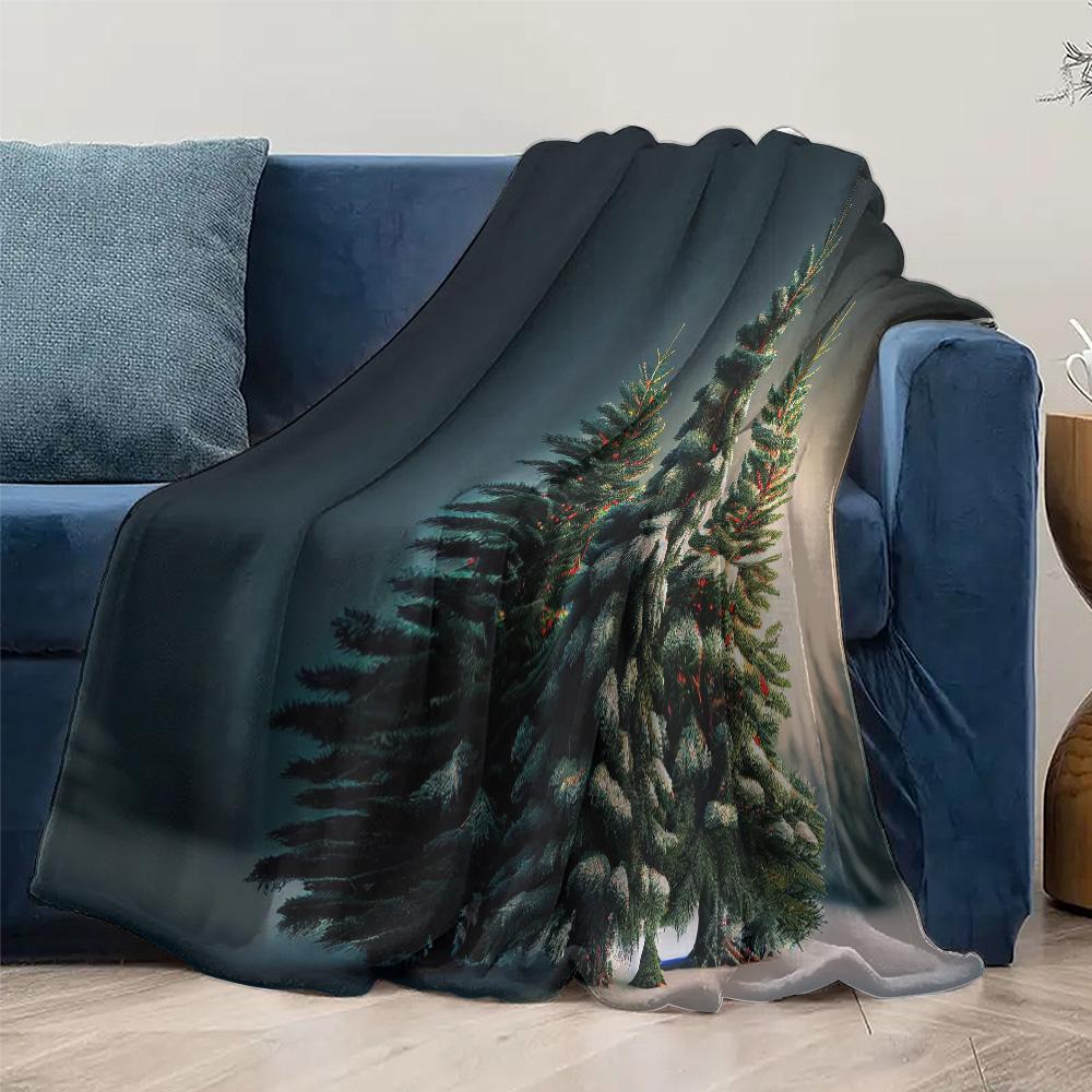 Tuniu Cozy Winter Forest Fleece Blanket for Sofa Bed Living Room Bedroom Decor Gift