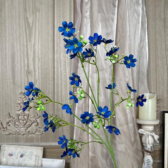 3-Fork Artificial Flower, Realistic Fake Silk Flower with Stem, Faux Bloom for Wedding Party Home Office Table Centerpiece Decoration