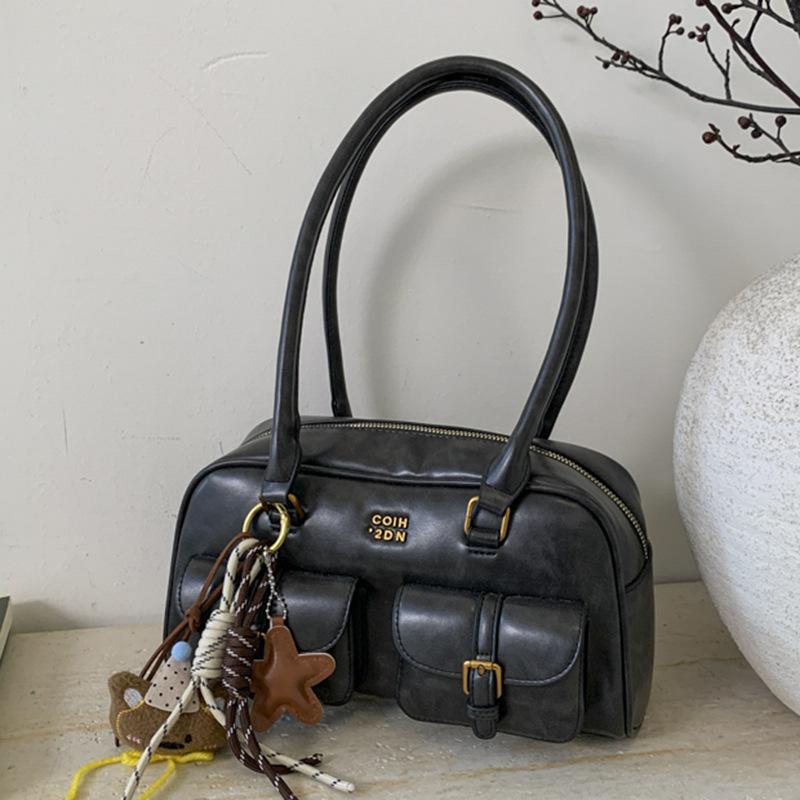 New Korean Retro Single-shoulder Bag, Fashionable and Trendy Casual Boston Bag, Stylish Bowling Bag