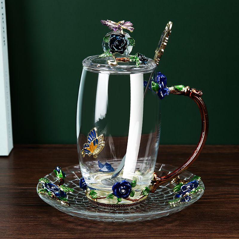 

Кольорові емальовані чашки для води: Елегантний скляний набір для вітальні для кави та молока 301-400ml