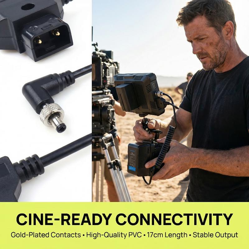 DTAP Power Cable for Monitor 5525mm Spring Cord Coiled DTap Adapter for Portable Camera Monitor Power Supply Outdoors