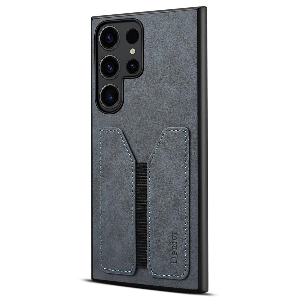 DENIOR Für Samsung Galaxy S24 Ultra Handyhülle Elastischer Kartenhalter PU-Leder Rückabdeckung