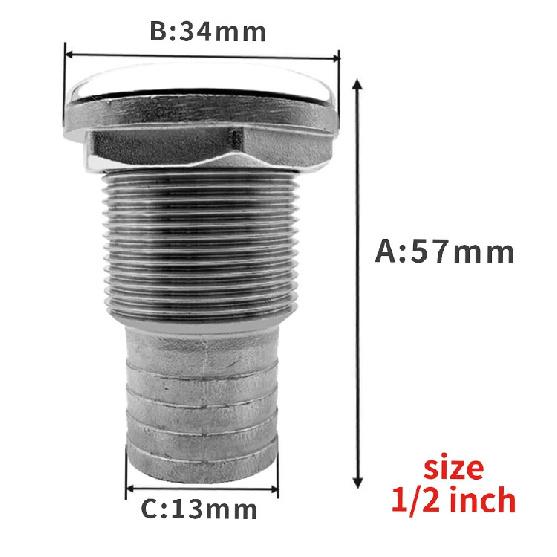 

1/2inch 3/4inch 1inch Marine Hardware Accessories Boat Fitting Hose 316 Stainless Steel Full Half Thru Hull Half Type A
