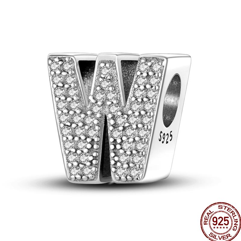 Copper 26 Letter Copper Series Shiny Zircon Lucky Letter Beads Charm Suitable Fit 3Mm Original Bracelet