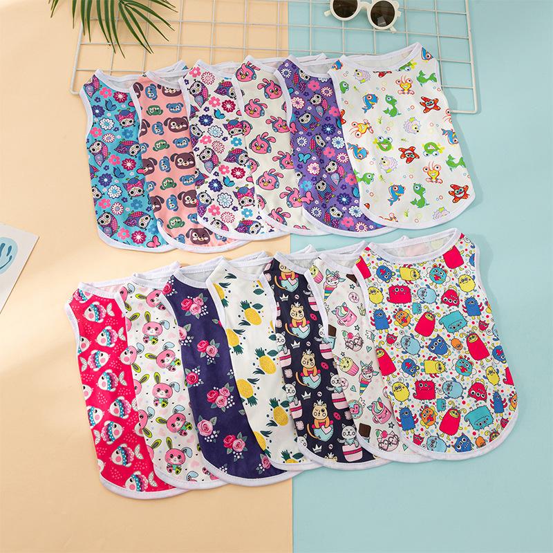 Puppy Dog Cat Clothes Cartoon Autumn Cute Vest, Comfortable Print Vest