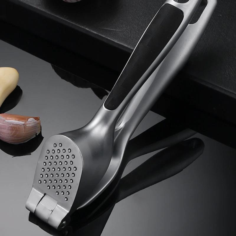 Zinc Alloy Creative Manual Garlic Press - Ergonomic Handle Garlic Mincer Peeler Non-Slip Easy Clean Home Kitchen Tool