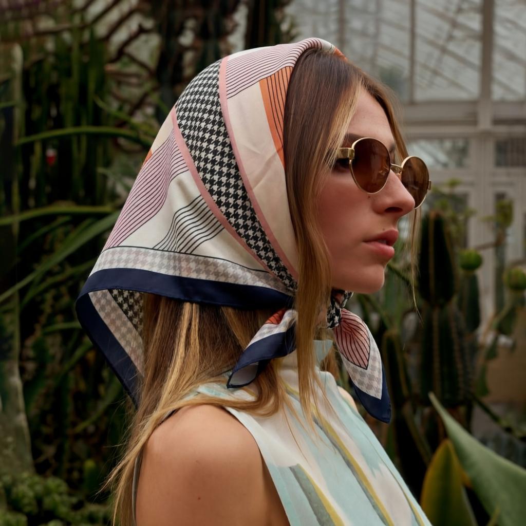 Print Silk Scarf Luxury Hijab Turban Shawl Headscarf Bandana Headband Neckerchief Handkerchief Windproof Square Female Wraps