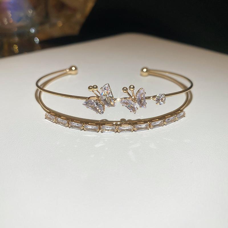 Zircon Bow Cuff Bracelet for Women Korea Luxury High-grade Charm Bracelet Fashion Personality Wedding Dainty Accessories