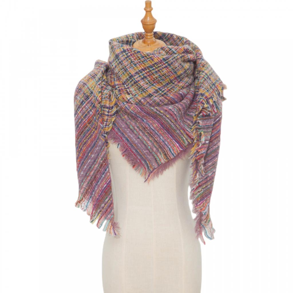 Female Shawl Autumn Winter Plaid Warm Square Scarf