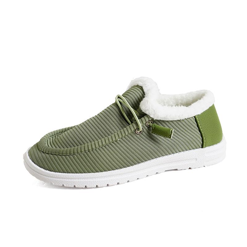 

Импортные хлопковые туфли большого размера для женщин 2025 года, осень-зима, новые европейские и американские туфли с круглым носком, на шнуровке, плюшевые, теплые, пушистые женские туфли 43 зелёный