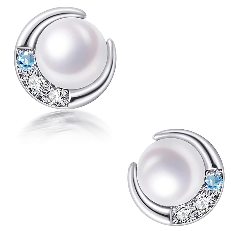 

SK.Whiee pearl earrings ladies Popularity Love of the String Moon silver 925 Compatible with metal allergies pearl accessories everyday use wedding