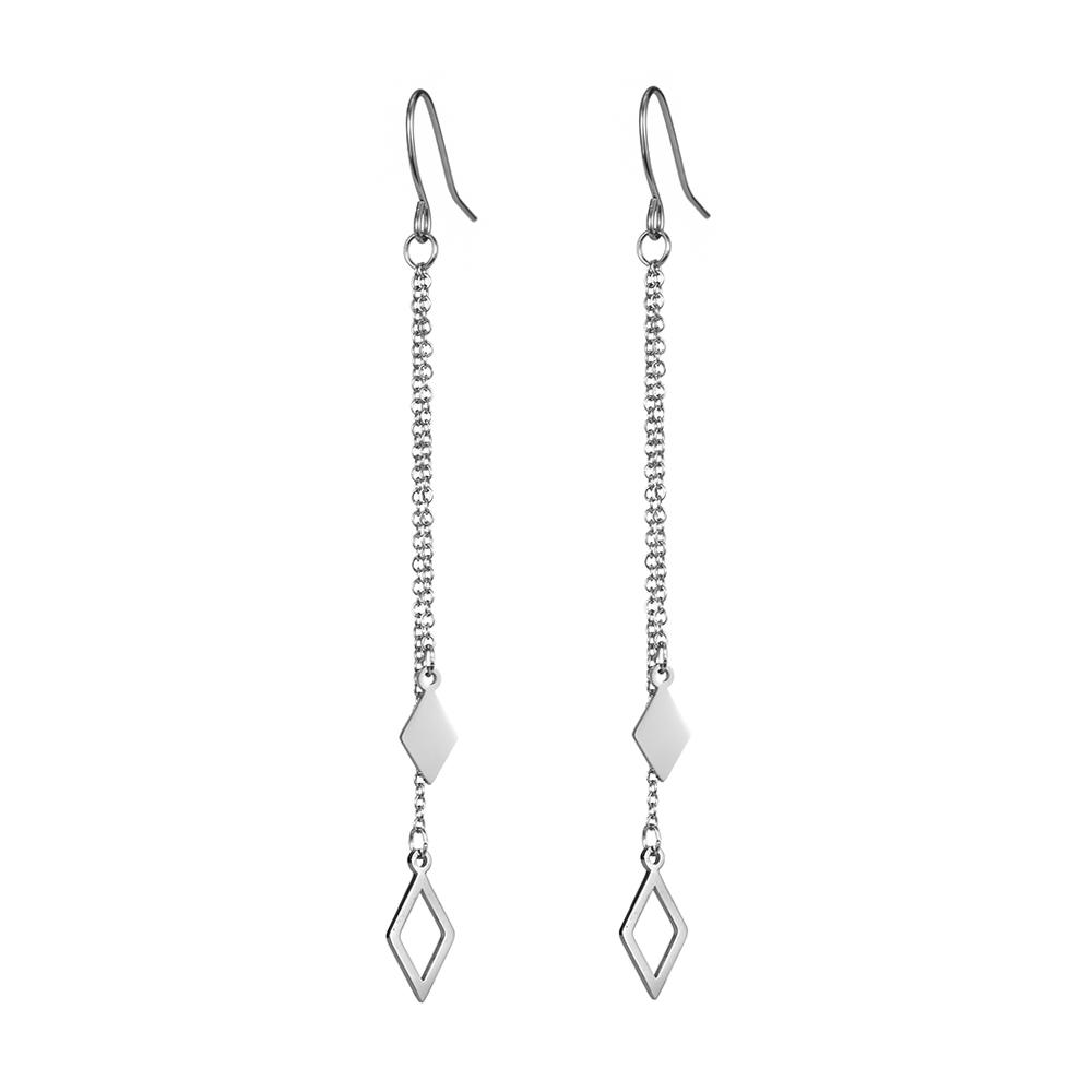 

Teamer Fashion Stainless Steel Earrings Women s Long Chain Hook Drop Earrings Round Triangle Rectangle Geometric Jewelry New In