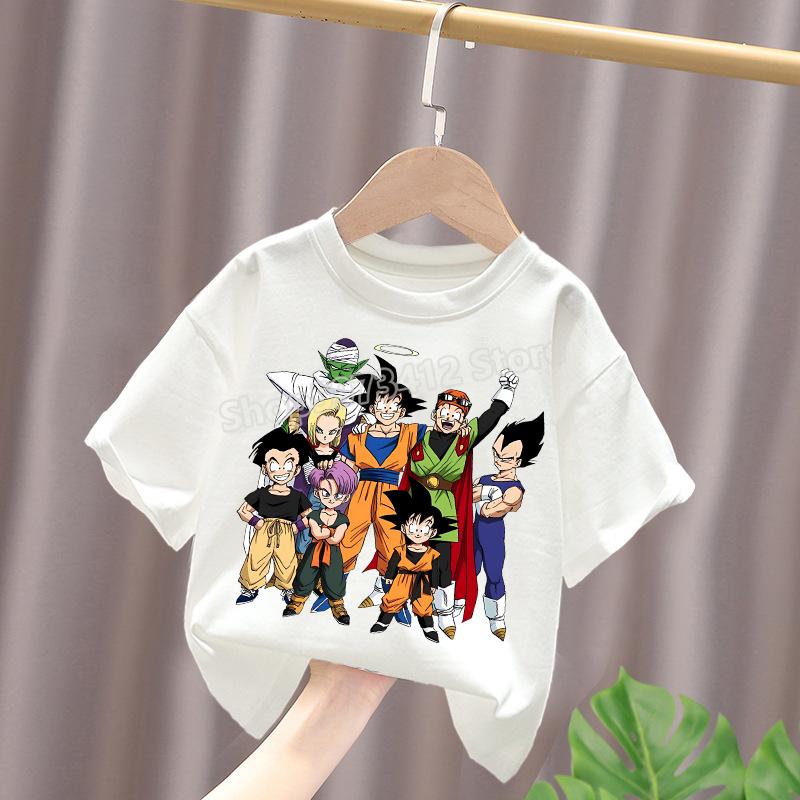 Dragon Ball Fiúk Fehér Pamut Póló Sun Goku Kisgyermek Rövid Ujjú Pólók Rajzfilm Nyári Ruhák Kawaii Felsők Születésnapi Ajándékok