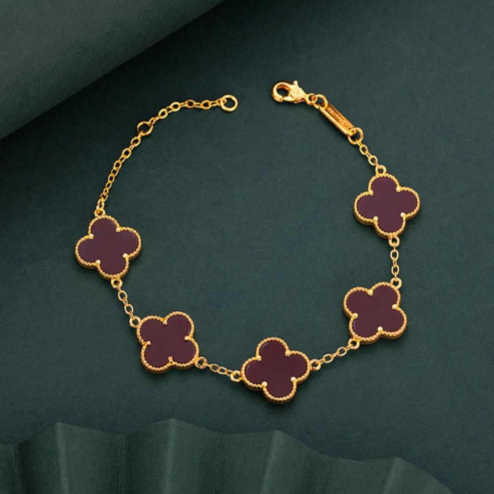 

Высококачественный красочный браслет «Пятицветный четырехлистный клевер» Элегантный и модный браслет высокого класса для женщин