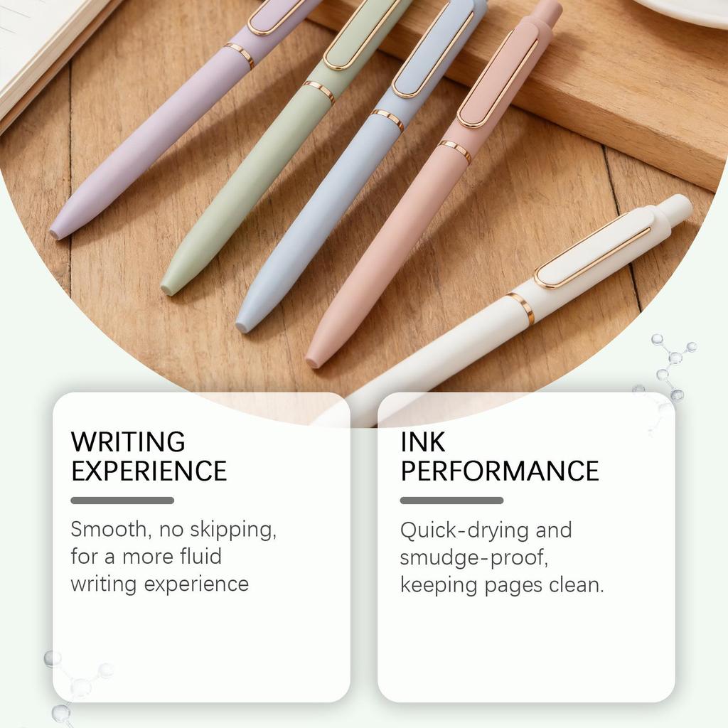 Noteory Quick-Dry Gel Pen - Black & Macaron Colors, Smooth Writing Stationery