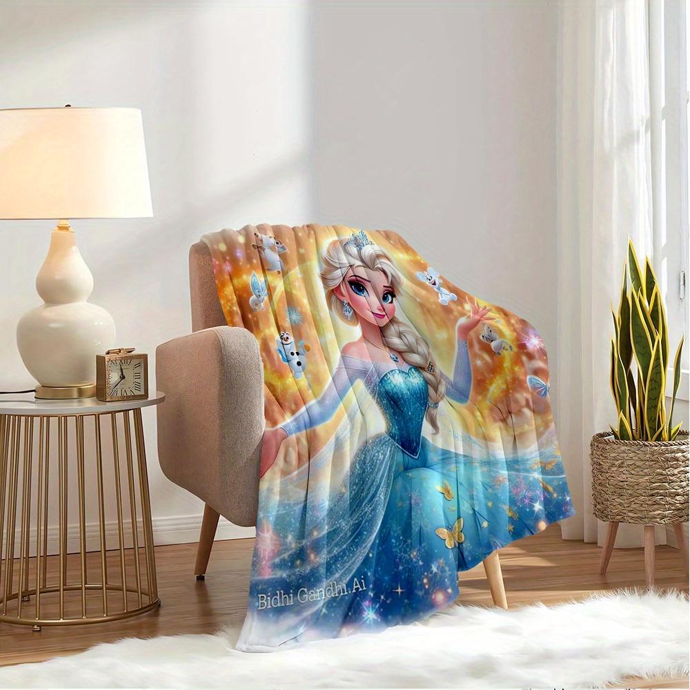 1pc Flannel Frozen Elsa and Anna Snowflake Pattern Bedding Throw Blanket, Sofa Cover, Home Decor, Winter Wonderland Theme