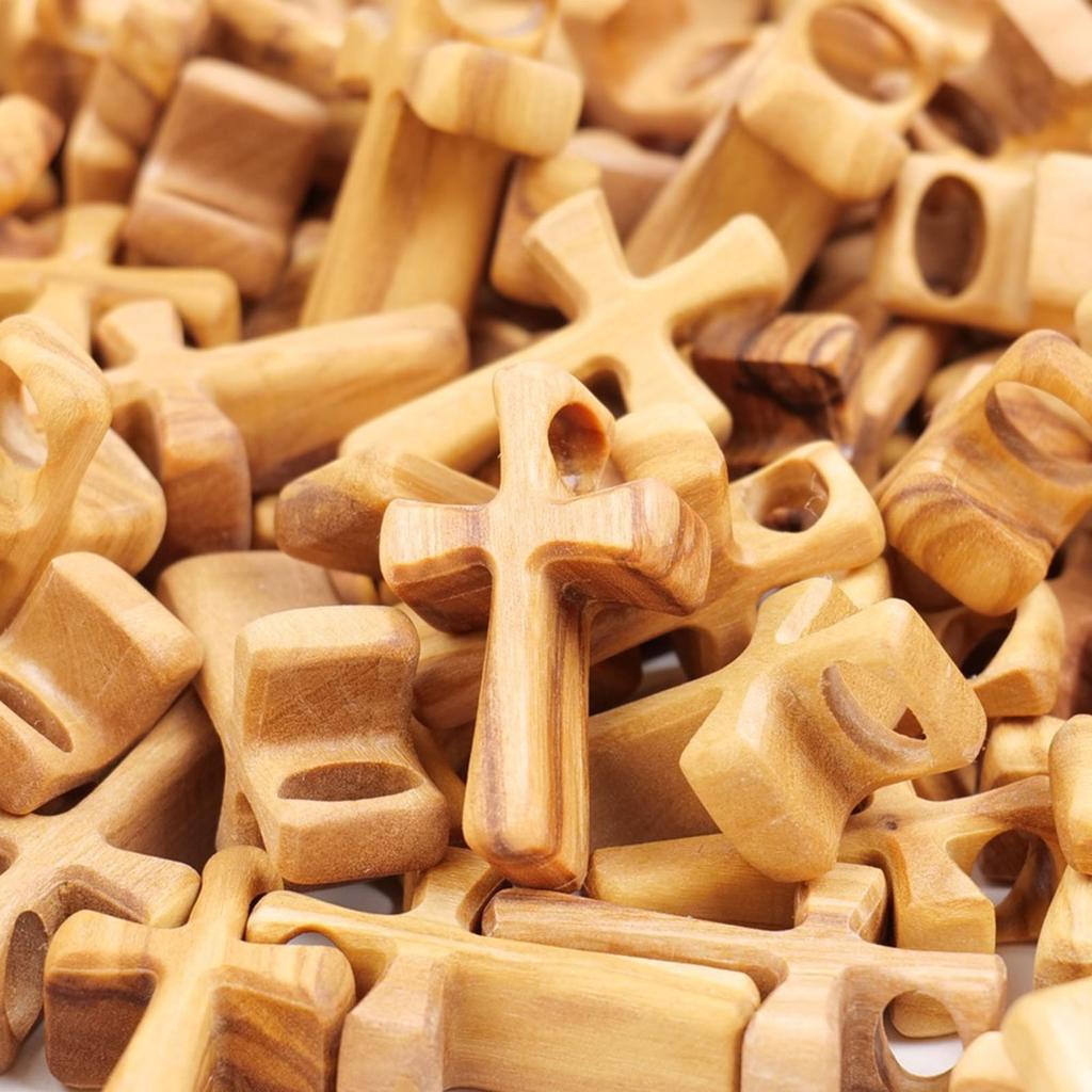 Wooden Cross Clavicle Chain Handmade Religious Crucifix Ornament Symbol of Faith and Hope Jewelry Gift for Christian