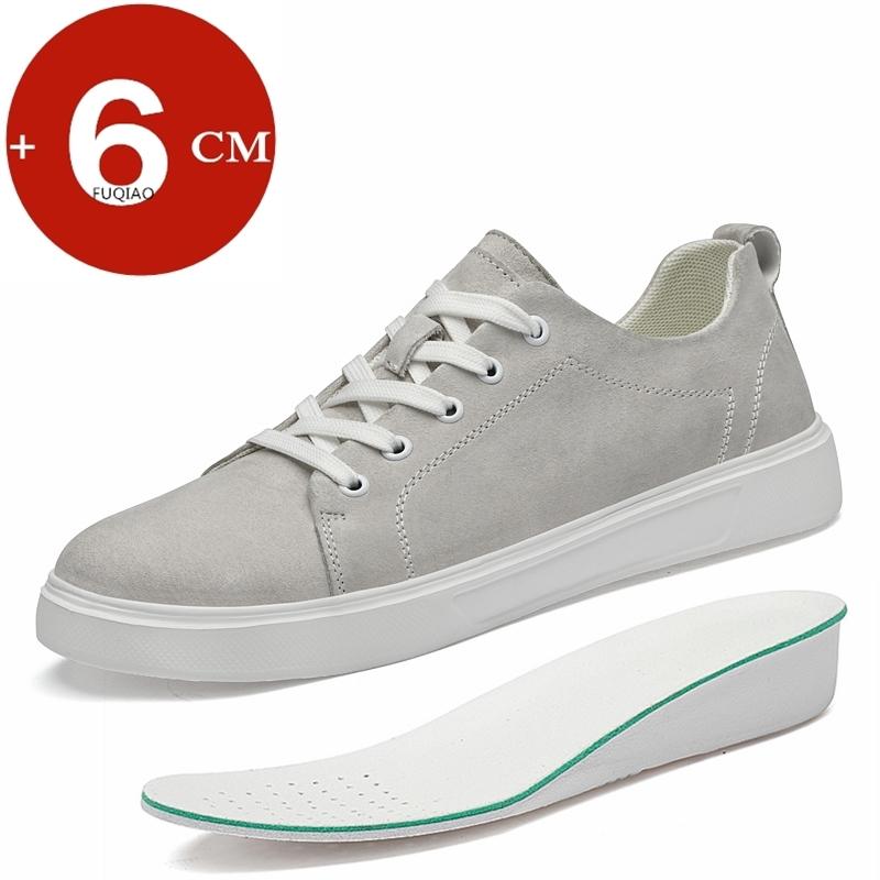 Men's Suede Casual Elevator Shoes 6cm Hidden Heel Height Increasing Sprots Breathable Comfortable Leather Lift Sneakers for Men