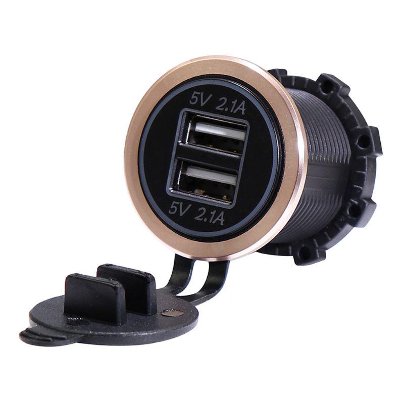 Waterproof DC 2.A Motorcycle Boat Car Dual USB Charger LED Power Adapter For Mobile Phone Tablet