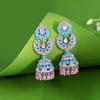 Needle Light Luxury Shining Full Diamond Heavy Industry Three-Dimensional Wind Chime Long Earrings Micro-Inlaid Colored Zirconium Bell Earrings