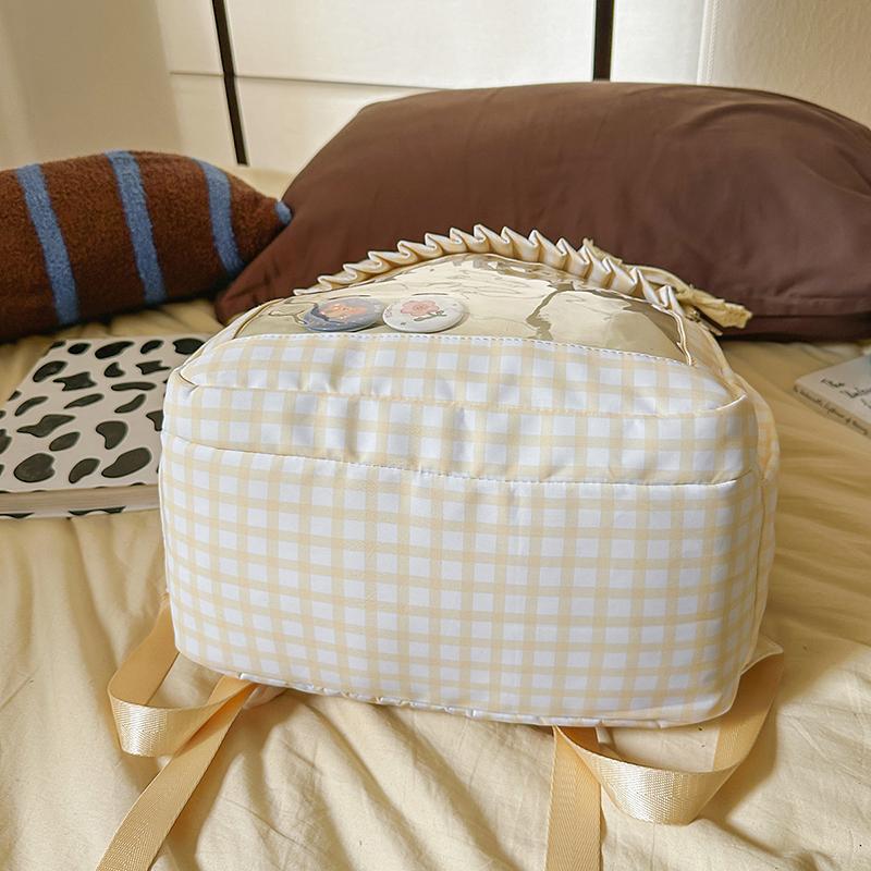 Girls Plaid Backpack Junior High School Student Schoolbag Children Large Capacity Backpack