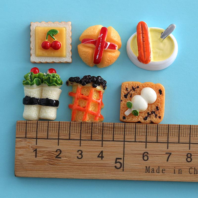 Simulation Food Toy Charms & DIY Resin Accessories: Cake, Bread, Phone Case, Hair Clips, Refrigerator Magnets, Stickers.