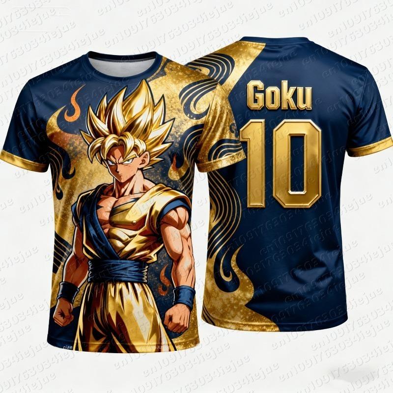 2026 New Adult Men's Dragon Ball Goku 3D Printed Football Jersey T-Shirt Kids Anime