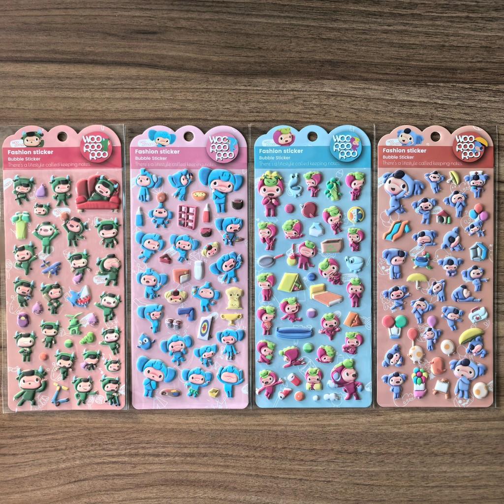 4 Sheets Woo Hoo Roo Roo Fashion Bubble Stickers - Cute Cartoon Character Decals For Kids' Crafts, Journals  Animeworlds Store