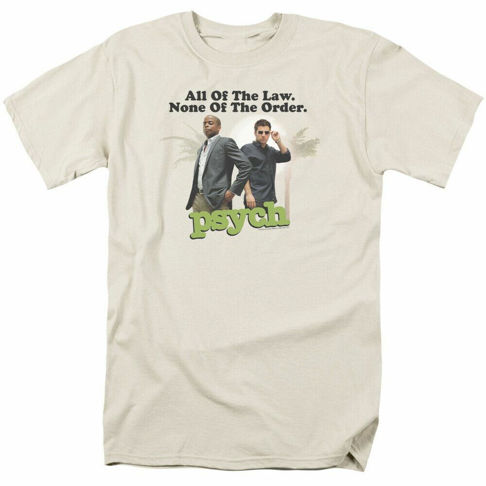 Psych Palm Trees T Shirt Mens Licensed Classic TV Show Gus Shawn Tee Cream XXXL