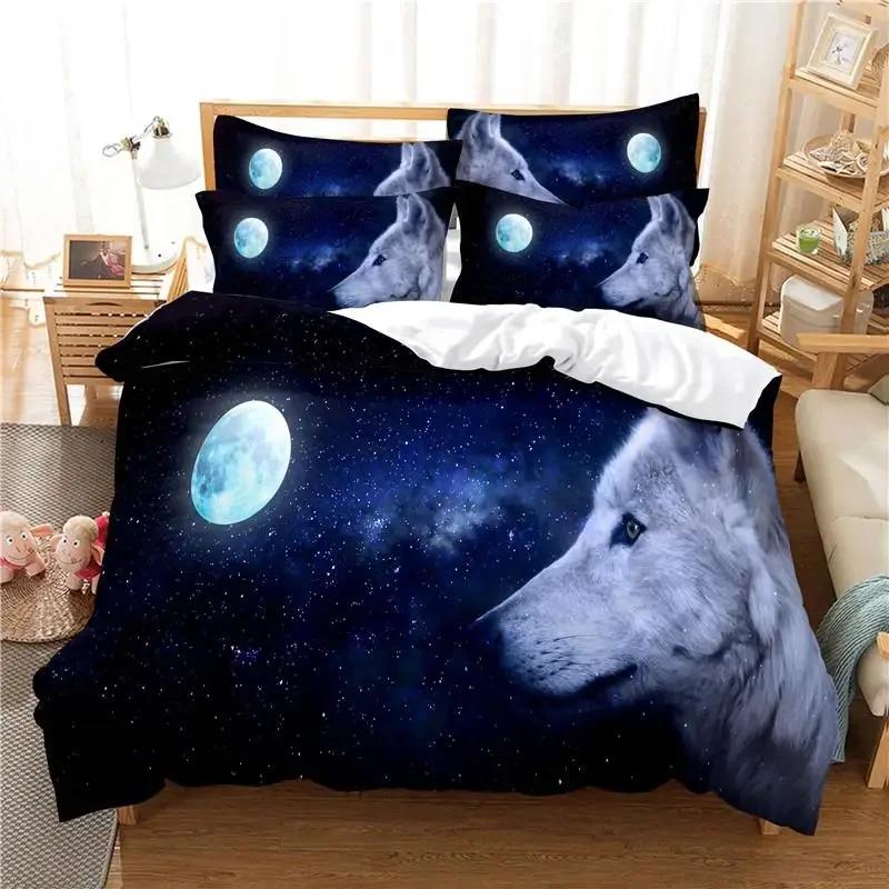 Wolf Duvet Cover Set Wolf With Mechanical Eye Bedding Set For Kid Teens Adults 3d Printing Queen King Size Polyester Quilt Cover