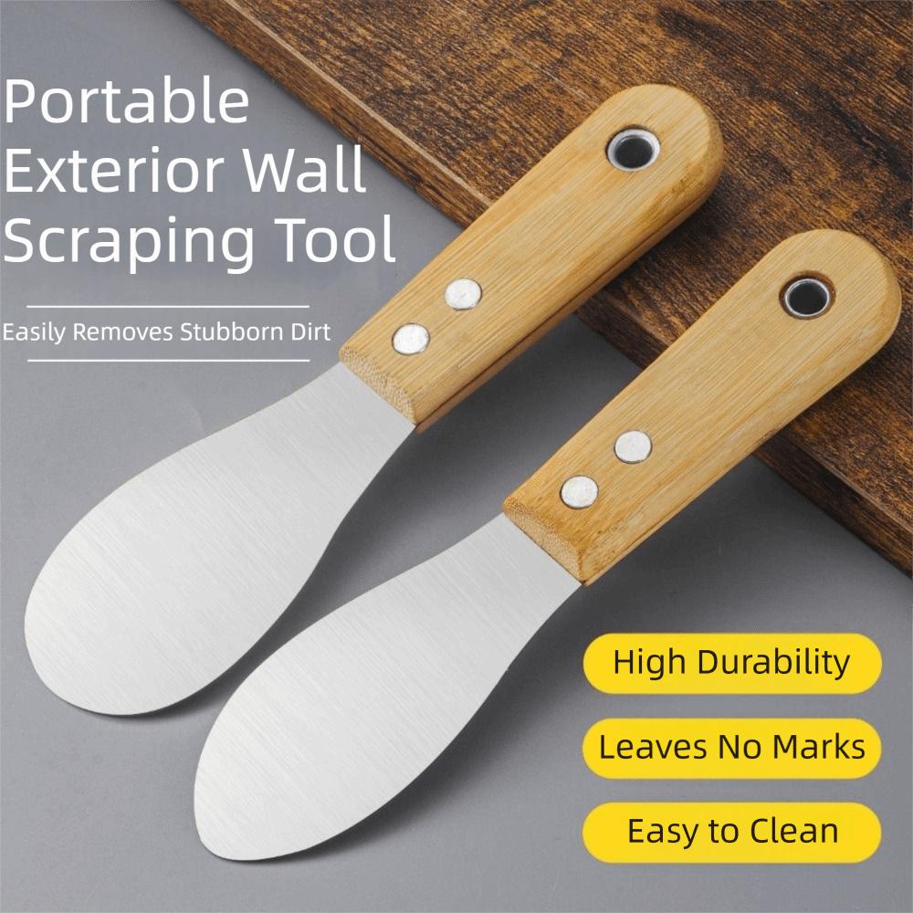 4Pcs High Hardness Stainless Steel Glue Scraper Wood Handle Sealant Remover Shovel  Tile Grouting