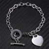 Rose Gold Heart-Shaped Letter Bracelet with OT Buckle - European & American Fashion