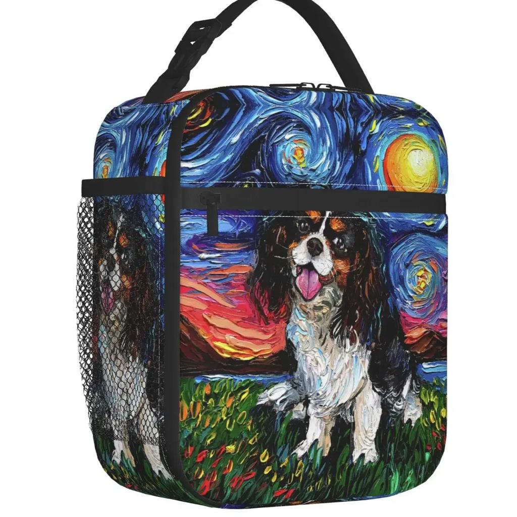 Night Saint Bernard Dog Lunch Bag Women Cooler Thermal Insulated Lunch Box for Kids School Children