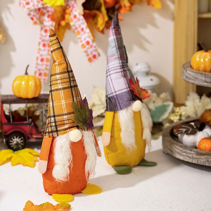 4pcs Thanksgiving Tabletop Gnomes Figurines Thanksgiving Celebration Gnomes Display Pieces for Office or Dorm Decoration