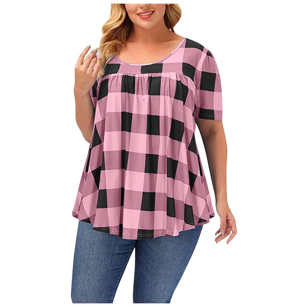 Fashion Plus Size Women's Casual Loose Short-sleeved Round Neck Printed T-shirt