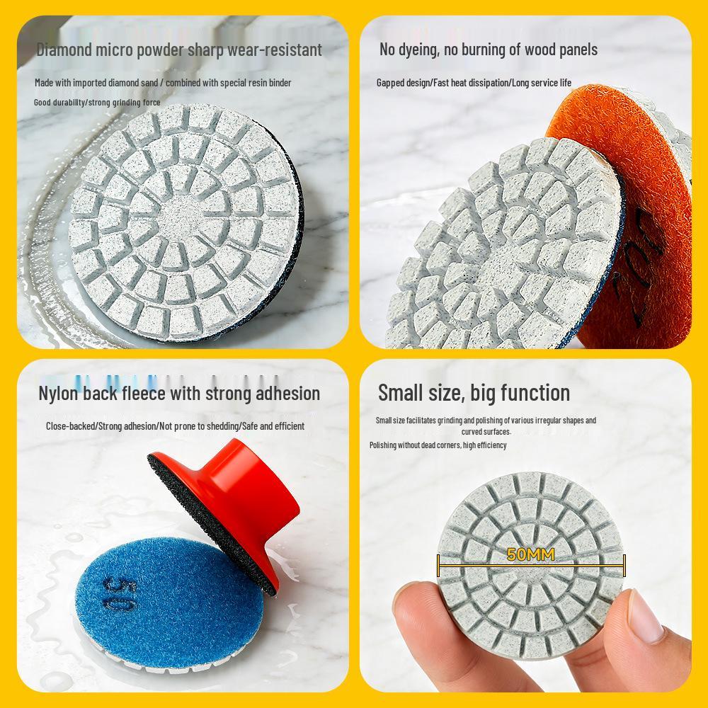 2" Angle Grinder Water Polishing Pad - Small Diamond Dry Polisher for Marble & Stone