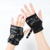Fingerless Punk Style Gloves Durable PU Leather For Motorcycle Outdoor Halloween Activity