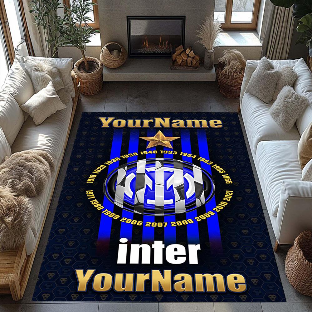 Inter Milan Customized Name Floor Rug Office Rug Perfect for Outdoor Foyer Game Room Living Rooms Antislip Carpet Decorate Offices