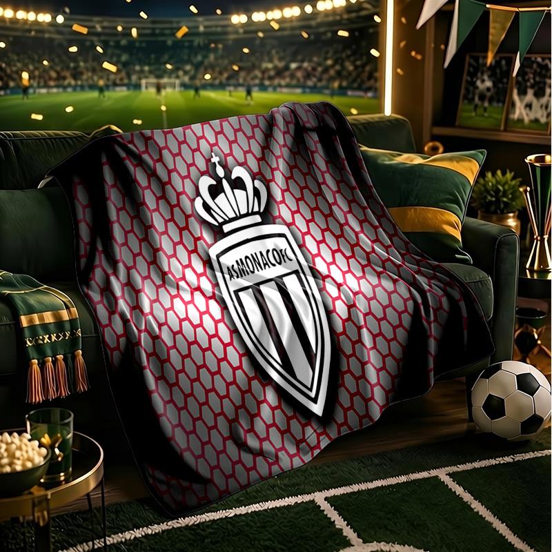 As Monaco Crest Throws Blanket Flannel Blankets Plush for Couch Bed Gifts for Men Women Travel picnic blanket Christmas fan gifts
